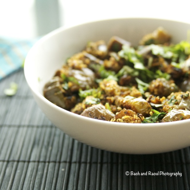 Bharli Vangi - Vegan Indian Eggplant Cooked with nuts and spices