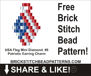 Free patriotic brick stitch seed bead earring pattern printable pdf.