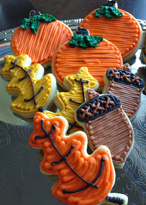 Pumpkin Cookies, Leaf Cookies and Acorn cookies