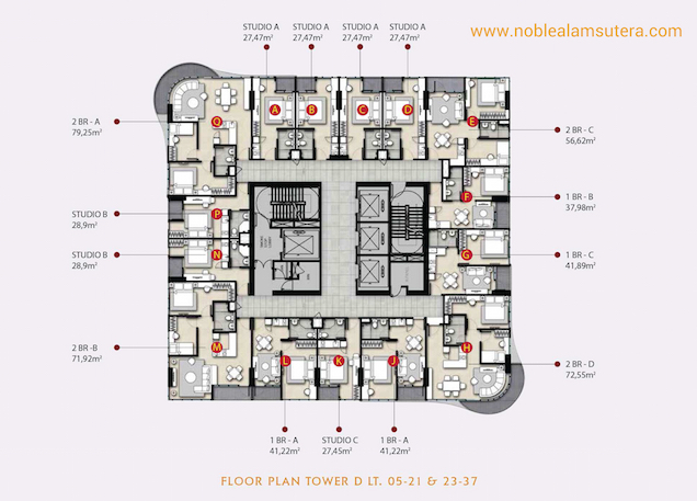 Floor Plan Apartemen The Noble Alam Sutera