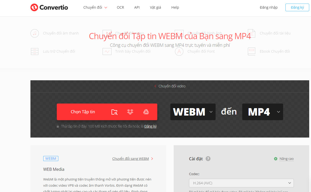 Convert WEBM to MP4 Online & Free