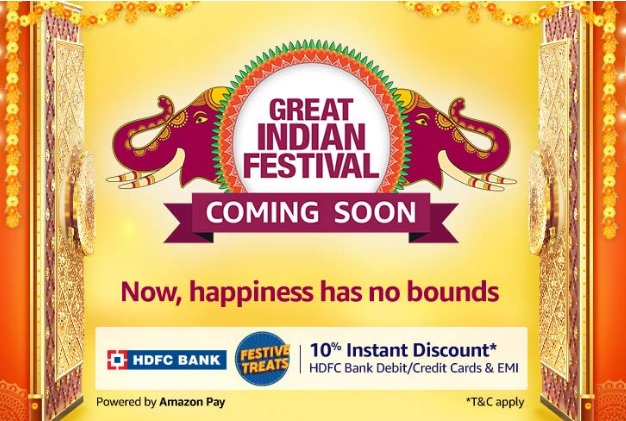 Amazon Great Indian Festival Sale Offers 2020: Upto 90% Off Upcoming Festive Deals + Extra 10% HDFC Bank Discount