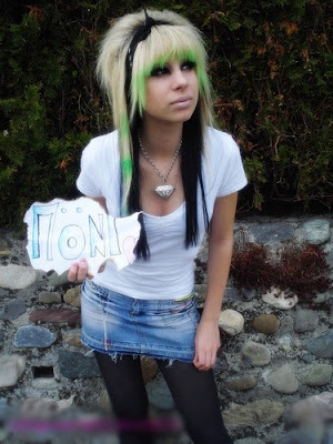 Multi Color Long Emo Hair