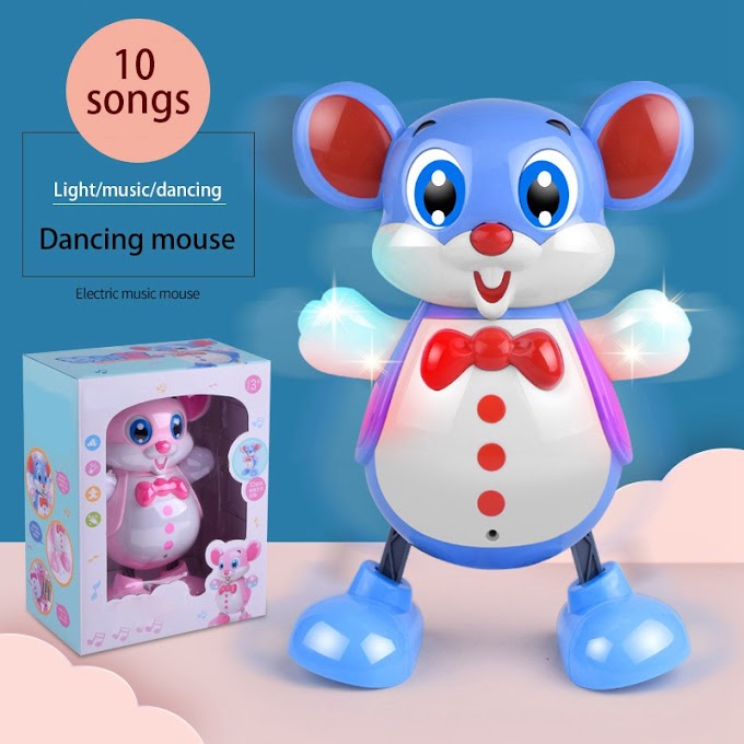 Electric Smart Dancing Cartoon Mouse Toy with Music and Light Pink