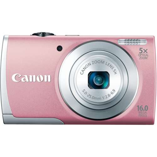 Canon PowerShot A2600 IS 16.0 MP Digital Camera with 5x Optical Zoom and 720p Full HD Video Recording (Pink)