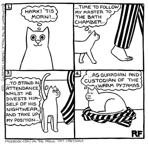 (C) 2021, Rupert Fawcett, On The Prowl Cat Cartoons, Used by Permission