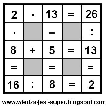 rozwiązania krzyżówek matematycznych