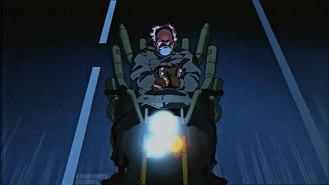 Deckchair Bernie Sanders vs. The Joker, leader of the Clown Gang from Akira