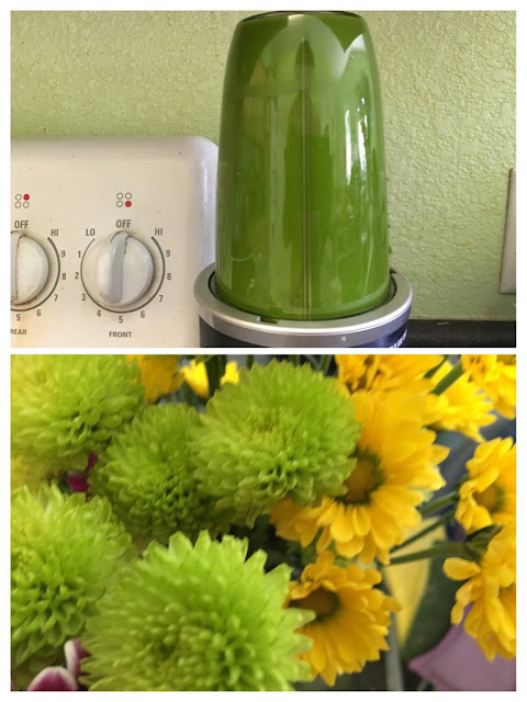 green smoothie, green flowers