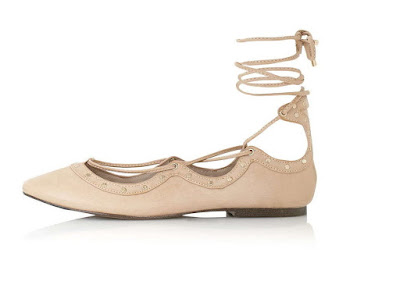 Topshop nude lace up flats