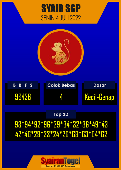 Syair SGP 4 Juli 2022 Syair SGP 4 Juli 2022
