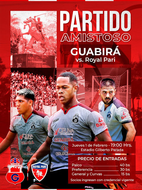 Venta de Entradas Guabira vs Royal Pari, Amistoso