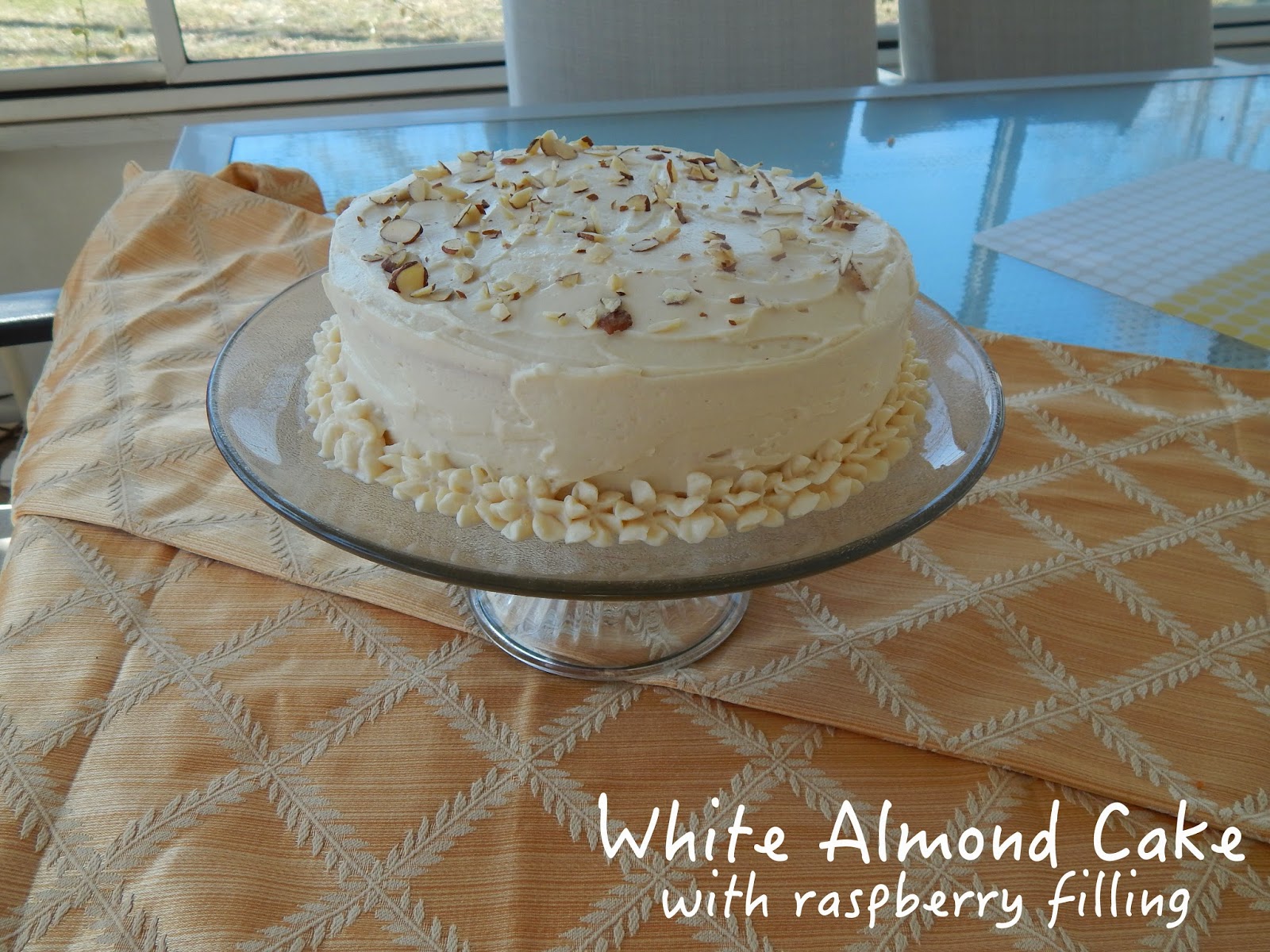 White Almond Cake with Raspberry Filling | Cut The Wheat