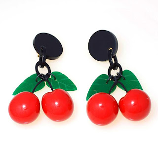 cherry clip on earrings