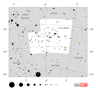IAU: Карта на съзвездието Гълъб | Columba