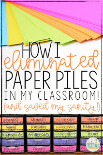 Let's talk about those paper piles for a minute... Are they driving you crazy?! Are you looking for an organizational system that will eliminate paper piles, increase student accountability and ownership, and help save your sanity?! This organizational system helped save my sanity in my 3rd grade classroom! Read more to find out how I set it up, maintained it, and taught my students how to utilize it!