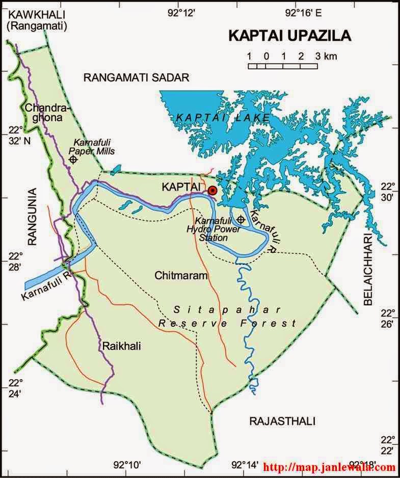 kaptai upazila map of bangladesh