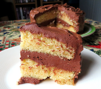 Golden Cake with Chocolate Frosting