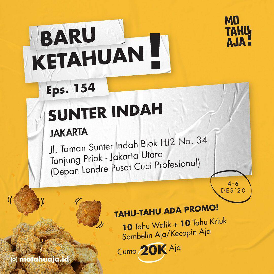 MO TAHU AJA Sunter Indah Jakarta Opening Promo Paket 20 Tahu cuma Rp 20.000