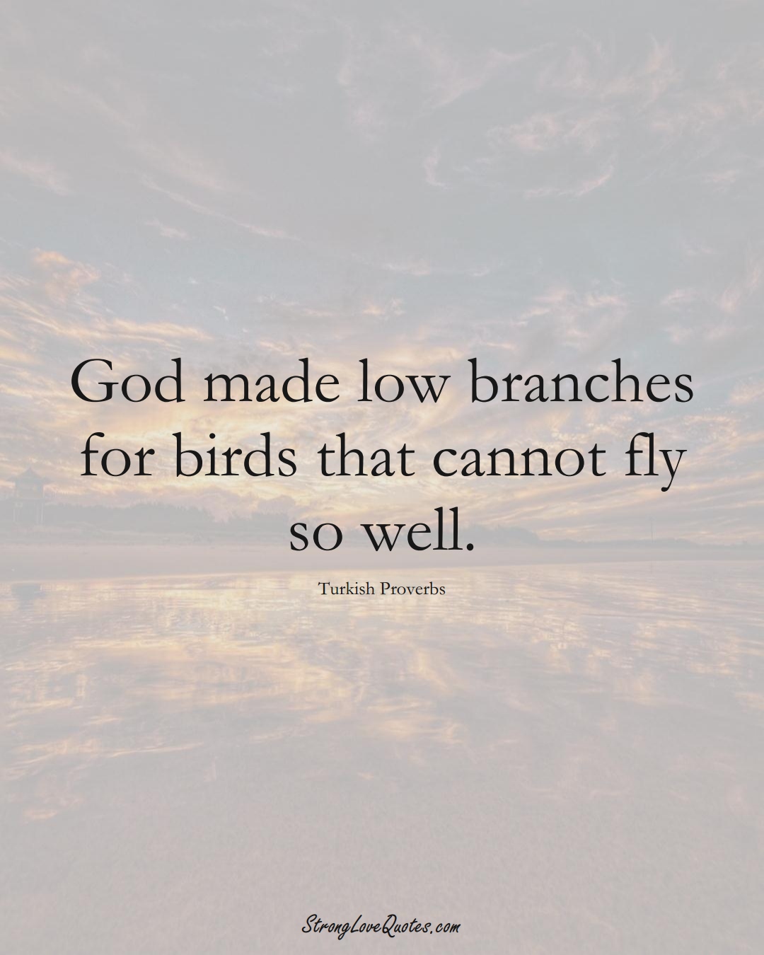 God made low branches for birds that cannot fly so well. (Turkish Sayings);  #MiddleEasternSayings
