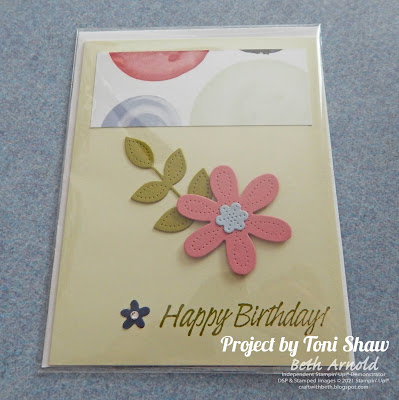 Craft with Beth: Stampin' Up! Second Sunday Sketches 23 card sketch challenge with measurements Toni Shaw Pierced Blooms Dies Happy Birthday Paper Blooms Designer Series Paper