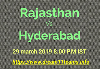 Hyderabad vs Rajasthan Dream11 Team