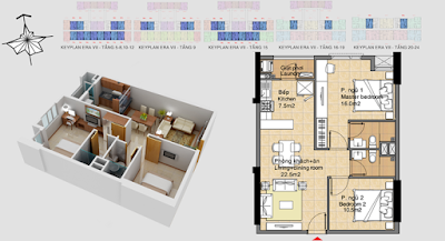 thiết kế căn hộ era town 2 PN diện tích 67 m2