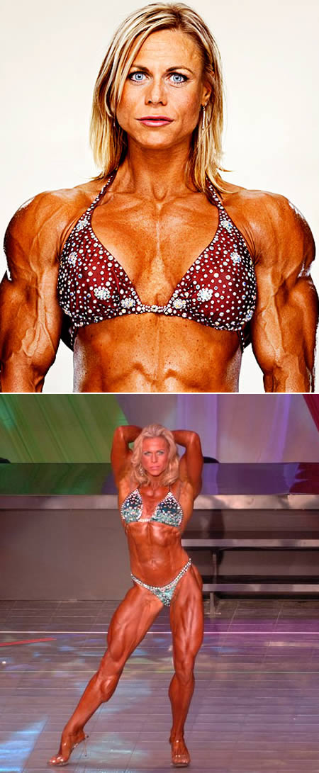 women bodybuilding before and after. Pro odybuilder Christine Roth