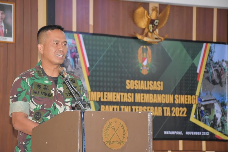 Korem 141/Tp Gelar Sosialisasi Implementasi Membangun Sinergi Bakti TNI Tersebar  Ta. 2022