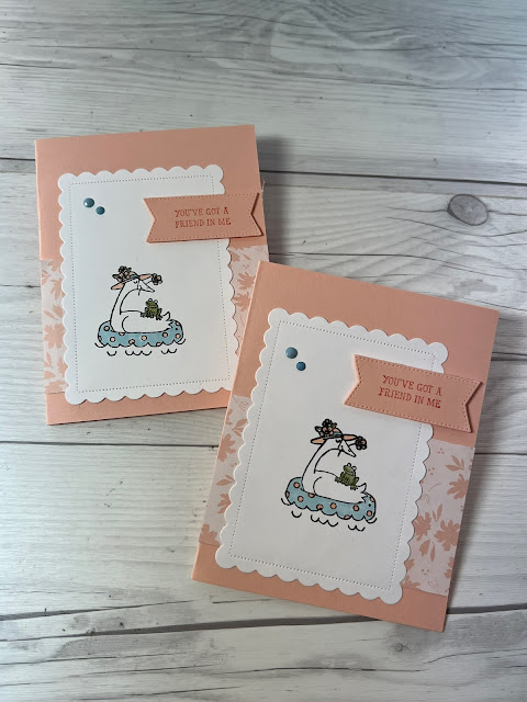 Goose and frog-themed friendship greeting card using Stampin' UP! Silly Goose Stamp set