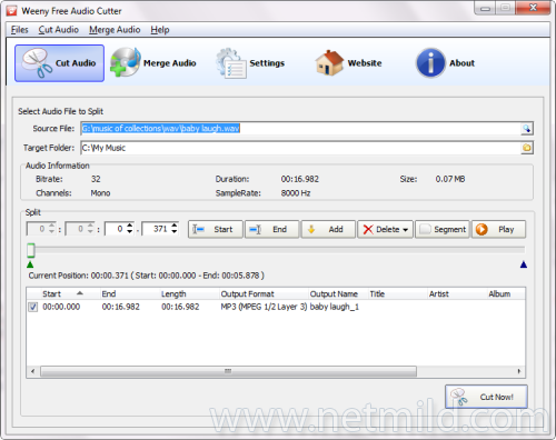 Weeny Program Gratis untuk Cut dan Merge Audio File 