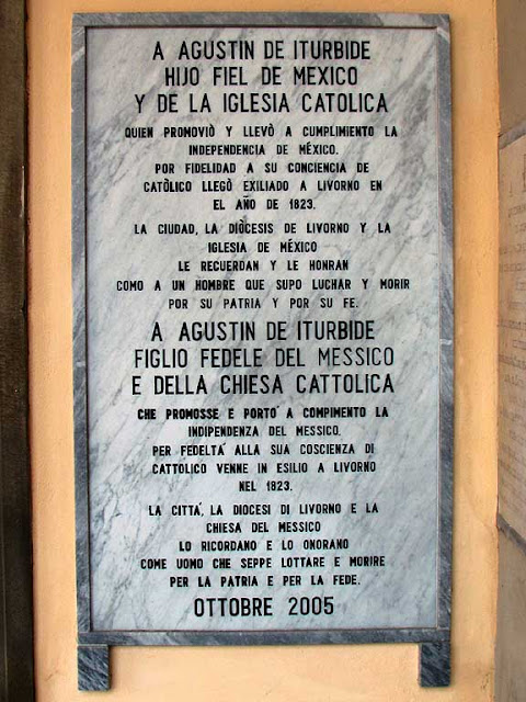 Plaque remembering Agustín de Iturbide, Sanctuary of Montenero, Livorno