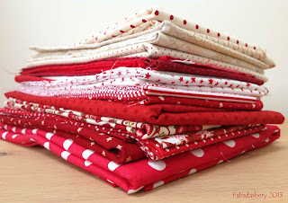 Red and Cream / White Fabrics for Nearly Insane Quilt