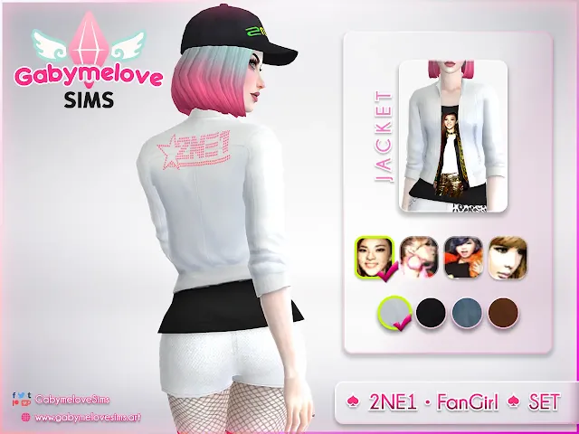 Sims 4 CC | Clothing: ♠ 2NE1 • FanGirl ♠ Clothes SET | Updated 2023 | Gabymelove Sims | custom content, contenido personalizado, mod, mods, cloth, ropa, vestimenta, blackjack, to anyone, CL, Dara, Sandara Park, Bom, Chaelin, Minzy, Minji, Kpop, Idols, Band, Idols, Fan, Fans, Girl, fanática, fandom, conjunto, pack, cap, gorra, hat, accesories, jacket, chaqueta, chamarra