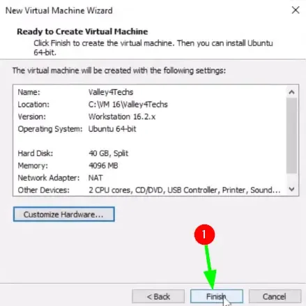 تهيئة Virtual Machine جديدة على برنامج VMware