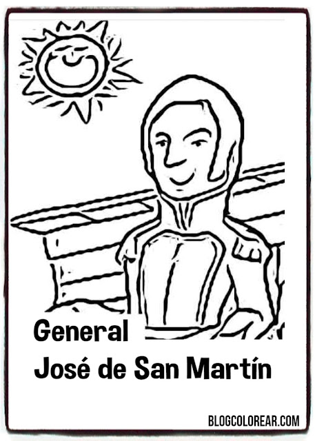 Dibujo para colorear José de San Martín