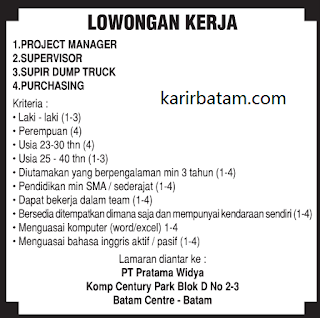 Lowongan Kerja PT. Pratama Widya November 2017