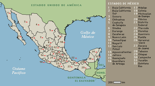 Republica Mexicana Mapa De Los Estados Mexicanos Mexico La Red