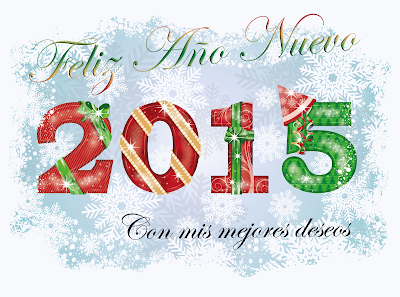 Feliz Año Nuevo 2015 postal con mensaje