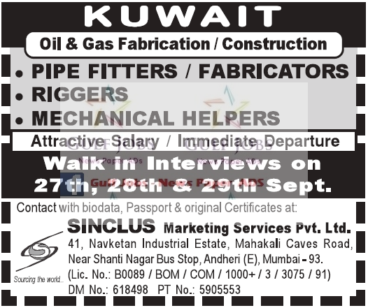 OIl & Gas Fabrication Jobs for Kuwait