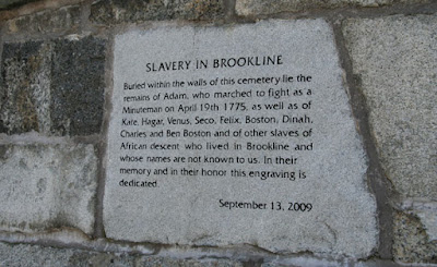Slavery in Brookline marker
