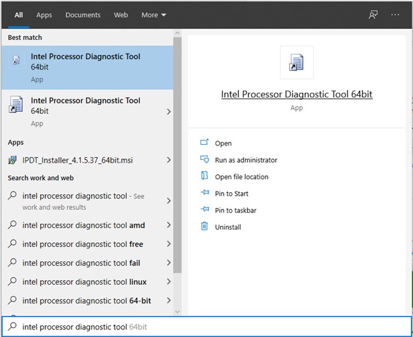 Intel Processor Diagnostic Tool