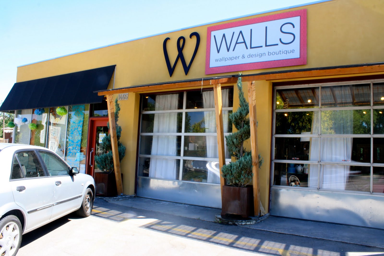 wallpaper store. Built from on old garage the store is oozing with
