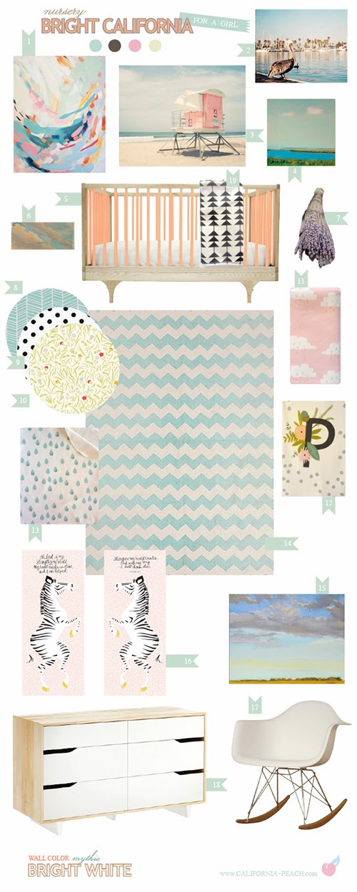 Bright California for a Girl | Baby Room Nursery Style Board