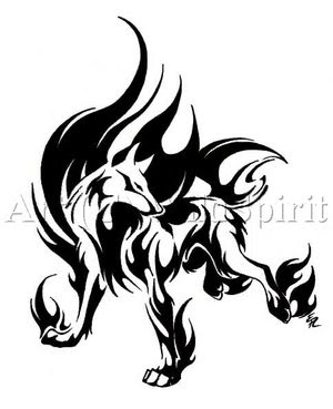 Wolf tribal tattoos designs 2