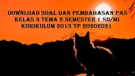 Download Soal dan Pembahasan PAS Kelas 3 Tema 2 Semester 1 SD/MI Kurikulum 2013 TP 2020/2021
