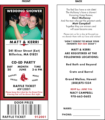  trying to come up with an invitation to a Red Sox themed wedding 