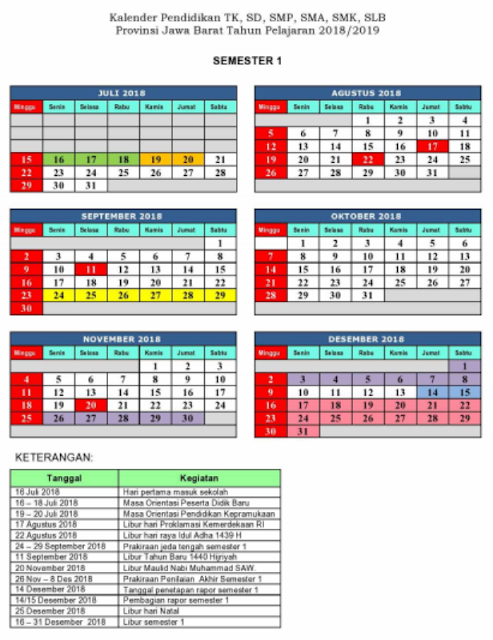 Kalender Pendidikan 2018/2019 Provinsi Jawa Barat