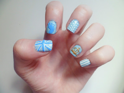 An image of nail art inspired by the birth of the royal baby