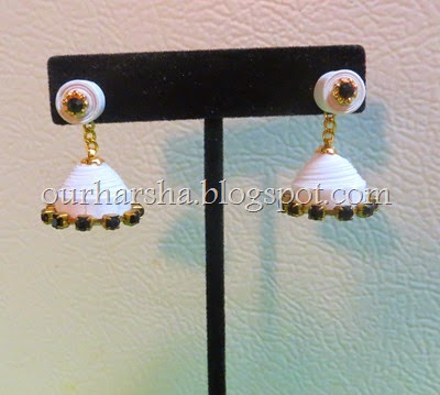 White Quilled Jhumkas (5)